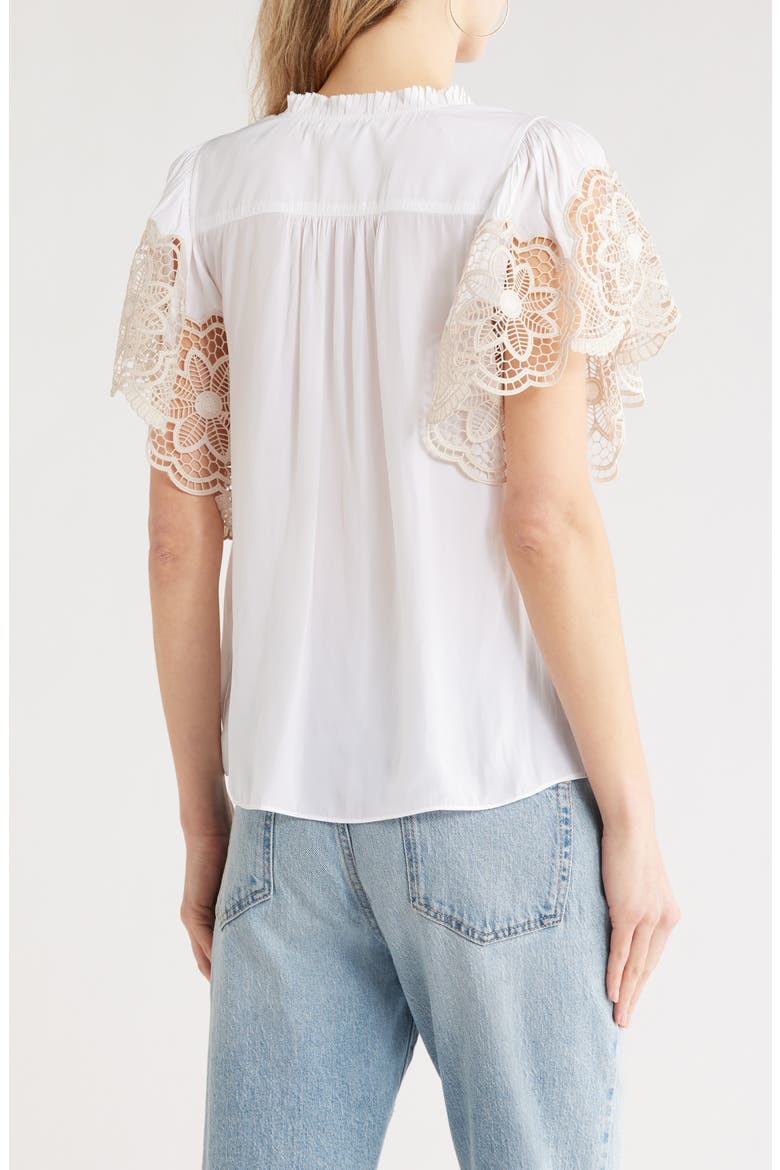 Esti Embroidered Sleeve Top, Alternate, color, IVORY