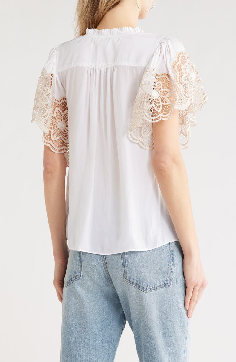 Ramy Brook Esti Embroidered Sleeve Top, Alternate, color, Ivory