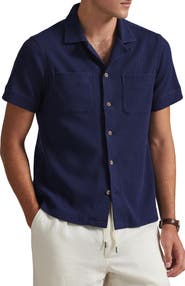 Polo Ralph Lauren Waffle Knit Cotton & Linen Camp Shirt