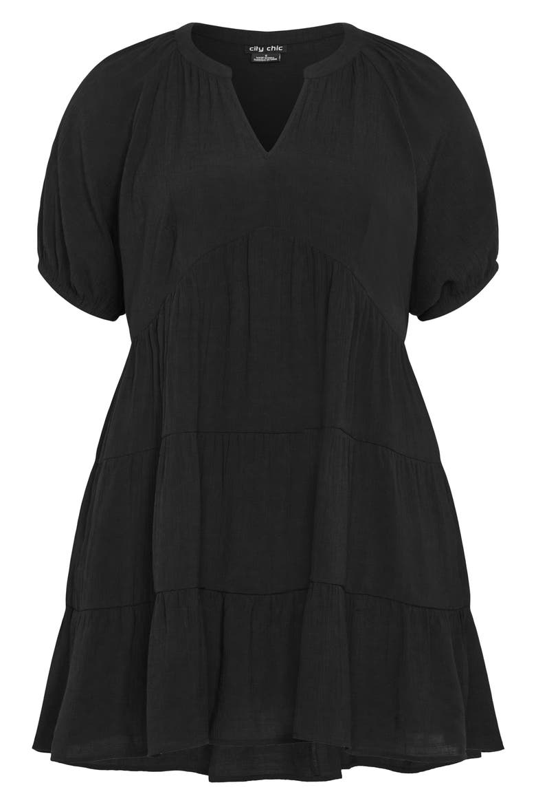 Kara Tiered Minidress, Alternate, color, BLACK