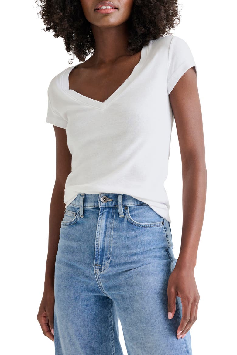Faye V-Neck Tee, Main, color, WHITE