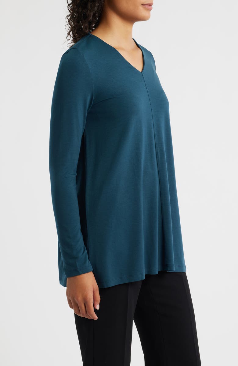 Eileen Fisher Long Sleeve V-Neck Tunic Top, Alternate, color, Woodland