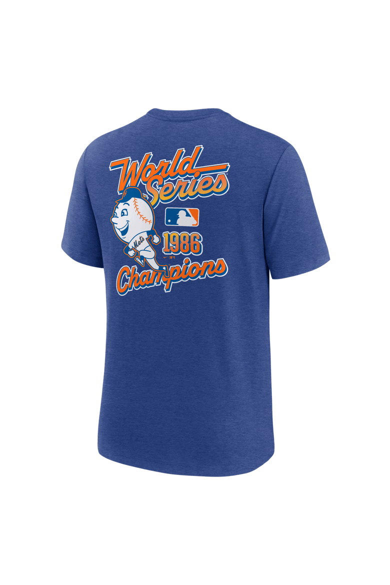 Men's Nike  Heather Royal New York Mets World Series 40th Anniversary Tri-Blend T-Shirt, Alternate, color, Heather Royal