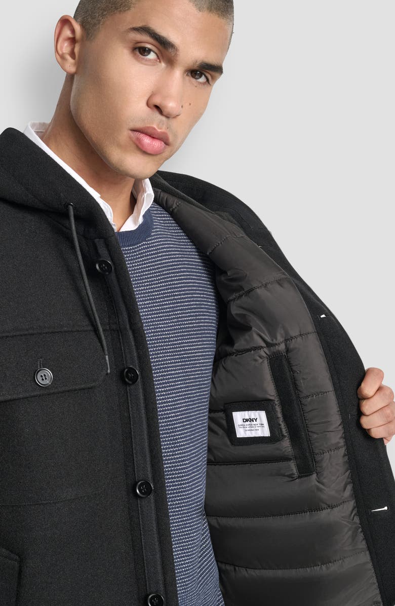 DKNY Hooded Water Resistant Jacket, Alternate, color, Black