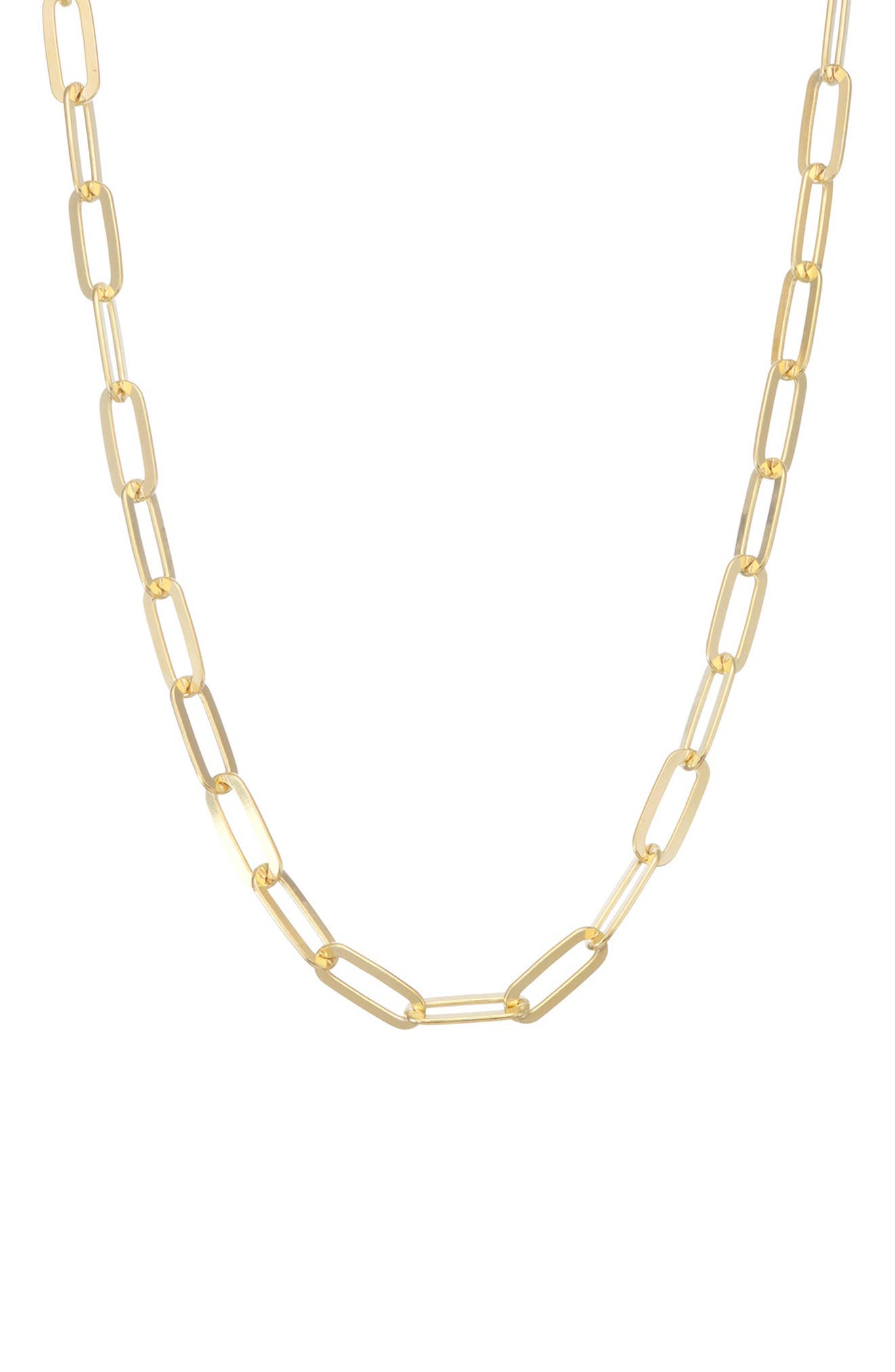 FZN 14K Gold Plated Paperclip Chain Necklace