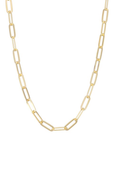 14K Gold Plated Paperclip Chain Necklace