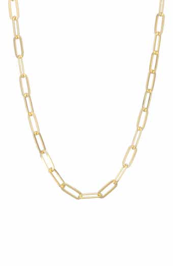 FZN 14K Gold Plated Paperclip Chain Necklace