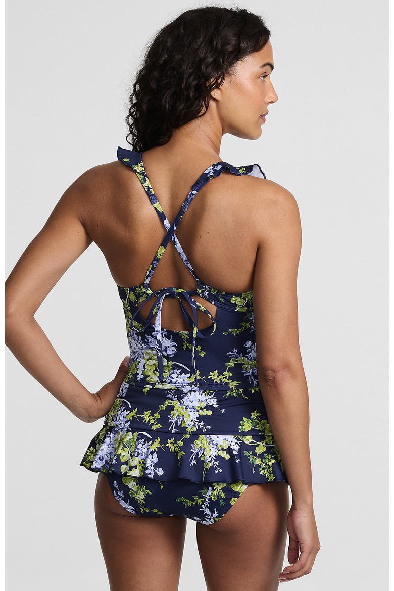 Ruffle Midkini Set, Alternate, color, Navy/White Blooms