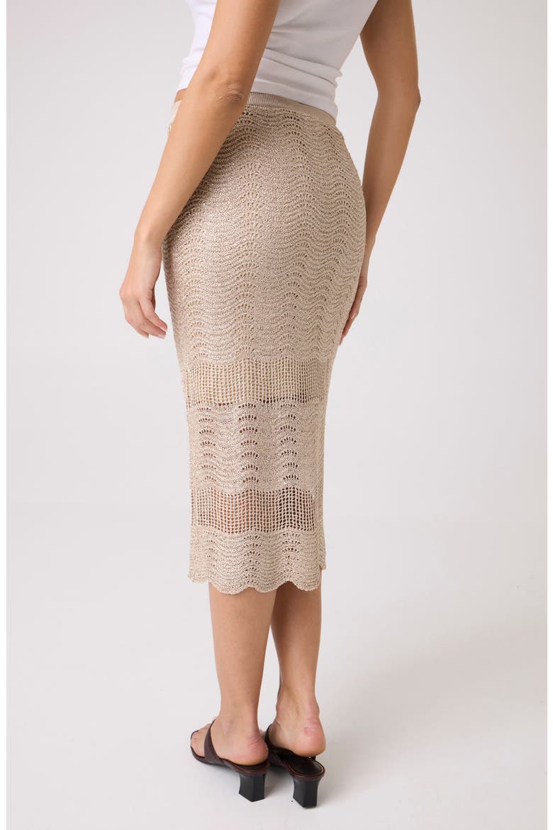 Pointelle Stitch Sequin Midi Skirt, Alternate, color, RUST