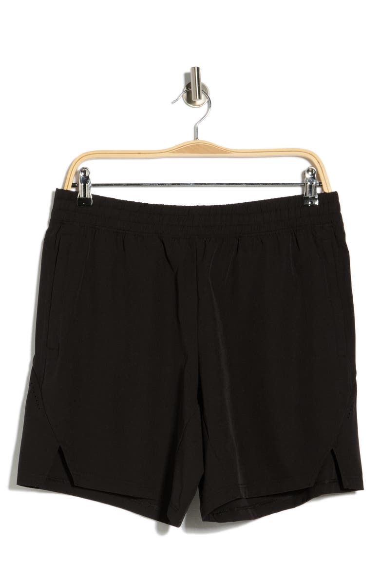 90 DEGREE BY REFLEX Airborne 7-Inch Woven Shorts, Main, color, Black