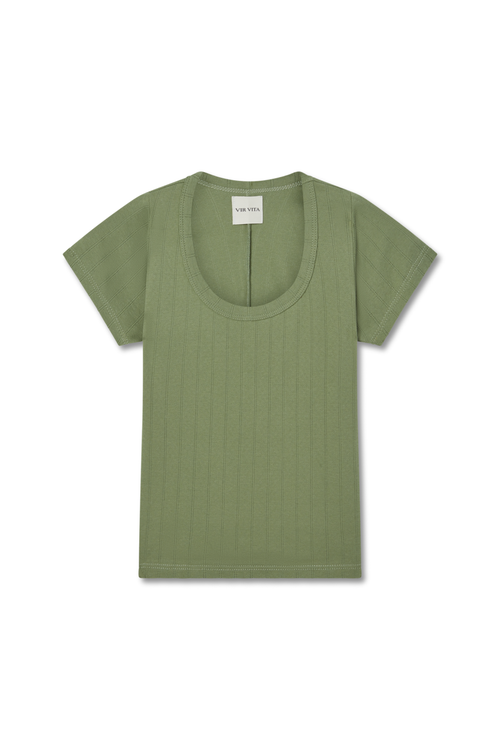 Vir Vita Pointelle Scoop Tee In Animal Print