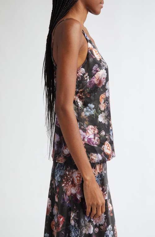 L'agence Gabriella V-neck Floral Silk Tank Top
