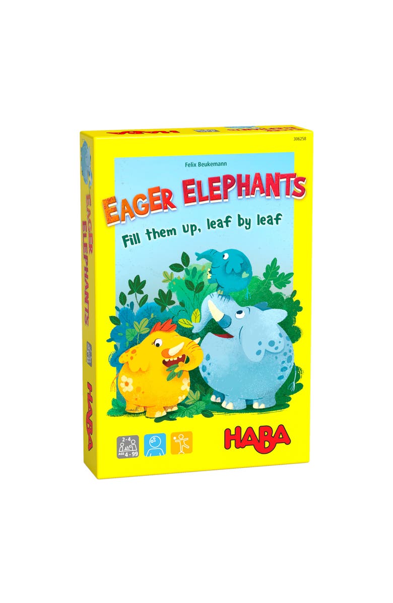 HABA Eager Elephants - Beginner Tile Placement Game for Ages 4+, Main, color, Yellow Multi