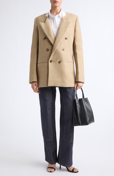 Beatrice Double Breasted Wool Blend Mélange Blazer