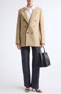 Victoria Beckham Beatrice Double Breasted Wool Blend Mélange Blazer