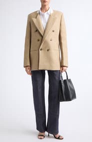 Victoria Beckham Beatrice Double Breasted Wool Blend Mélange Blazer