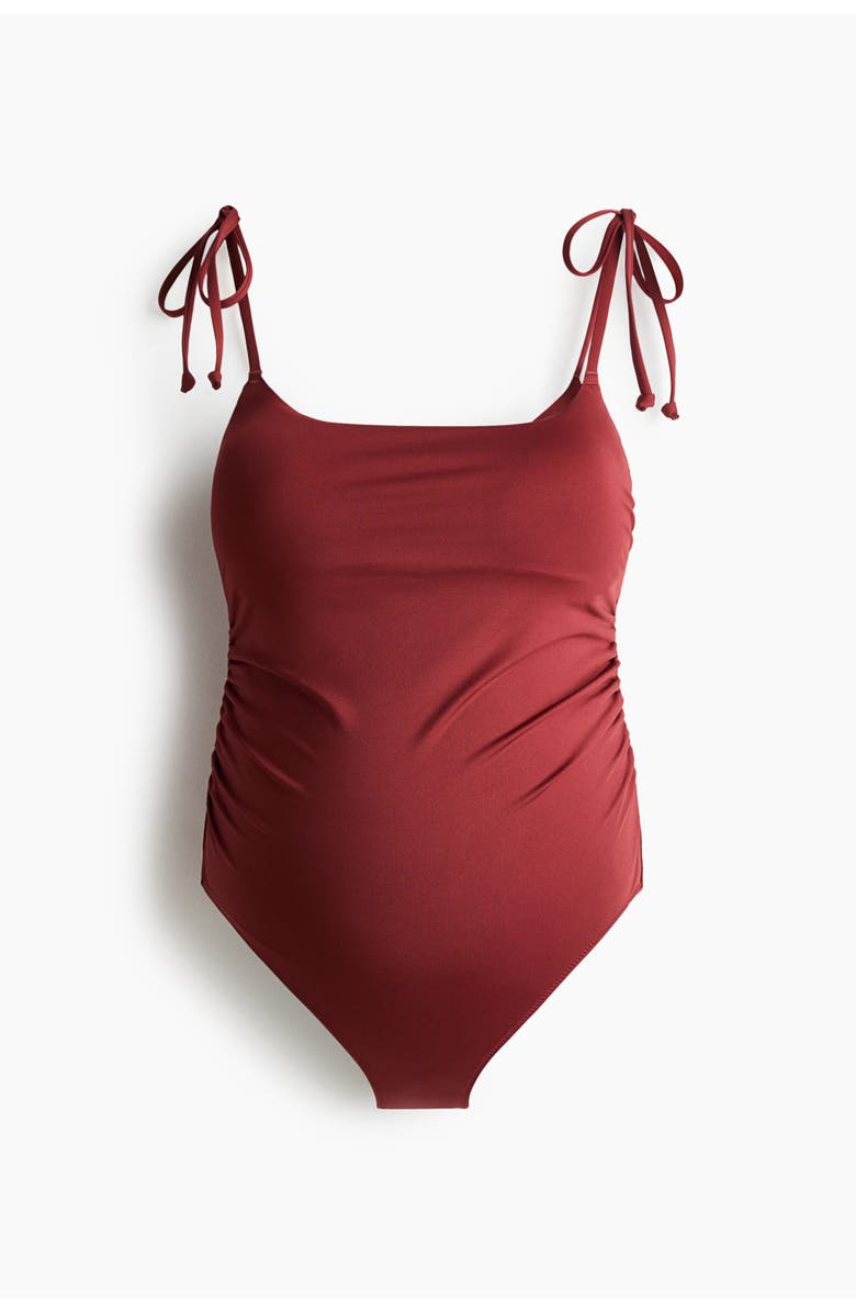 H&M Mama Padded-cup Tie-strap Swimsuit, Main, color, Dark Red