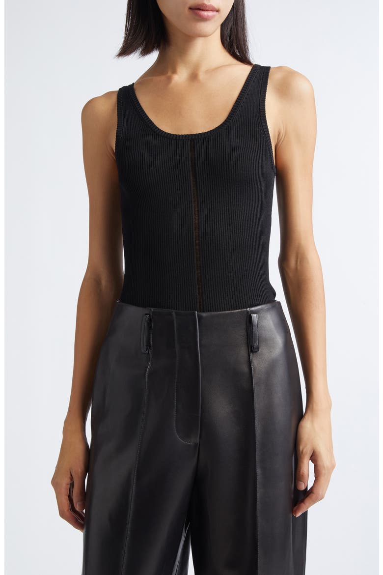 Logo Tag Rib Column Tank, Main, color, BLACK