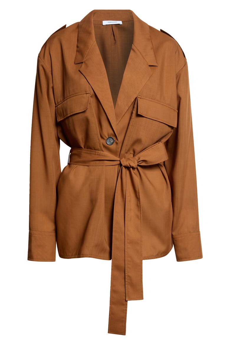 Wool Deconstructed Trench Blazer, Main, color, COGNAC