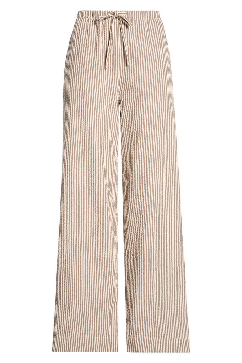 Josie Stripe Seersucker Drawstring Pants, Alternate, color, MOCHA STRIPE