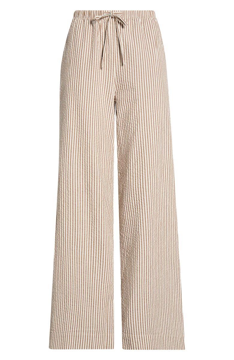 Marine Layer Josie Stripe Seersucker Drawstring Pants, Main, color, Mocha Stripe
