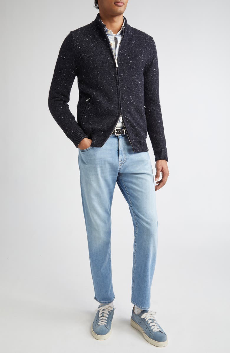 Eleventy Wool & Silk Blend Zip Cardigan, Alternate, color, 11N New Blue