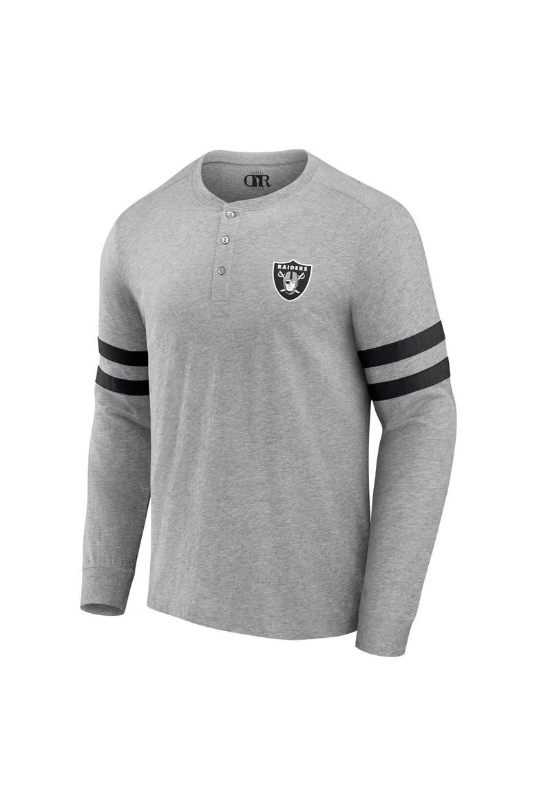 Men's NFL x Darius Rucker Collection by Fanatics Heather Gray Las Vegas Raiders Henley Long Sleeve T-Shirt, Alternate, color, Heather Gray