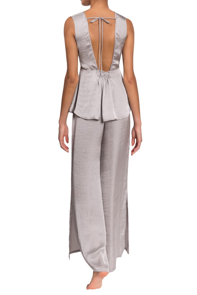 Wide Leg Satin Pajamas, Alternate, color, OYSTER GREY