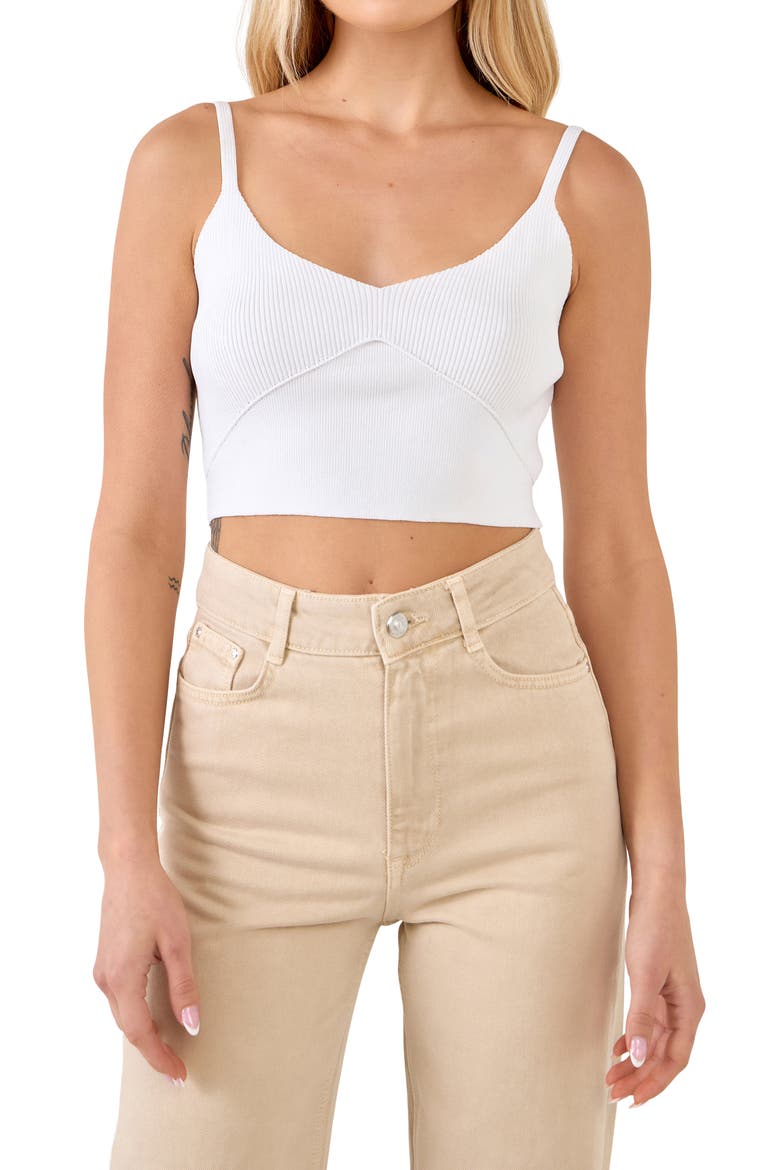 Knit Bralette Top, Alternate, color, WHITE