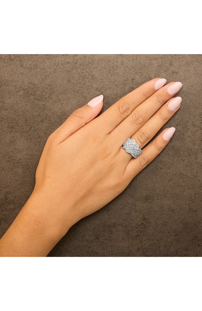 Haus of Brilliance 10K Gold 3.00 Cttw Diamond Multi Row Cluster Band Ring, Alternate, color, White Gold