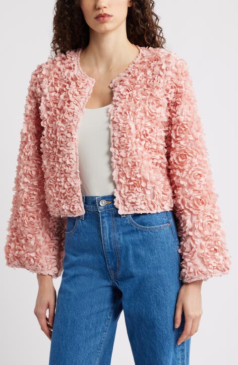 Elliott Flower Embellished Crop Jacket