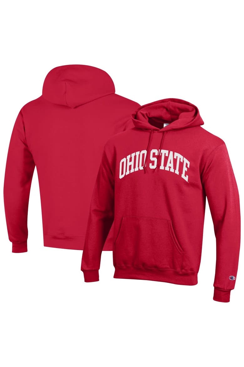 Men's Champion  Scarlet Ohio State Buckeyes Basic Arch Fleece Pullover Hoodie, Alternate, color, Scarlet