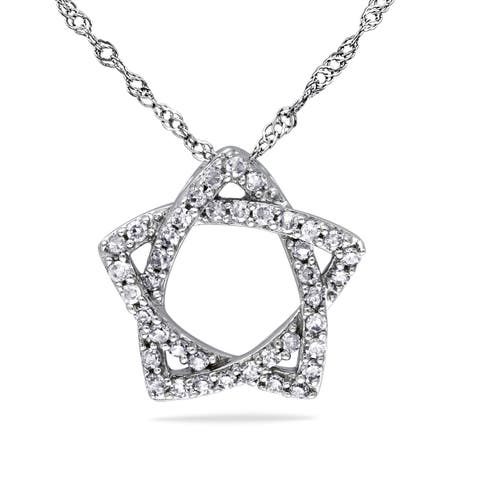 Diamond Star Pendant Necklace 14k