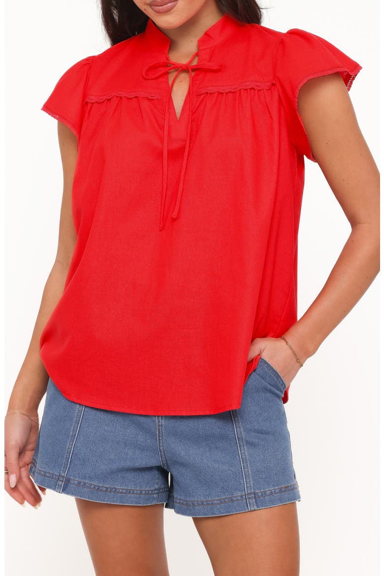 Kylie Flutter Sleeve Top, Main, color, RED