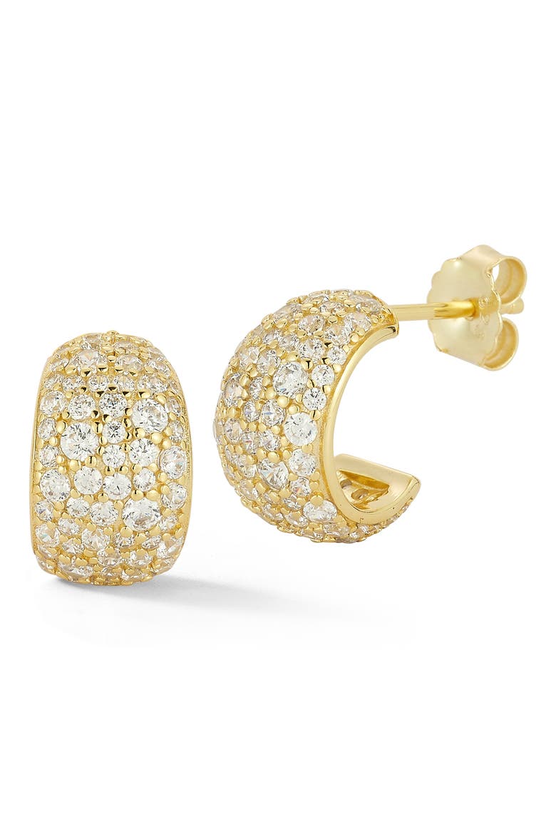 Pavé Cubic Zirconia Hoop Earrings, Main, color, GOLD