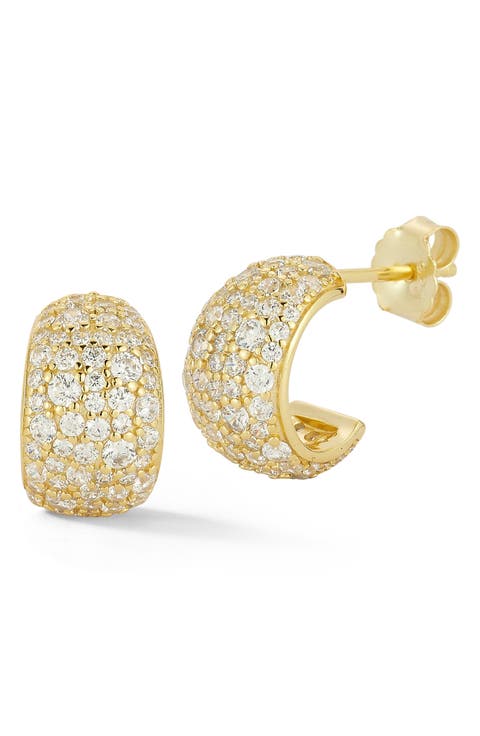 Pavé Cubic Zirconia Hoop Earrings