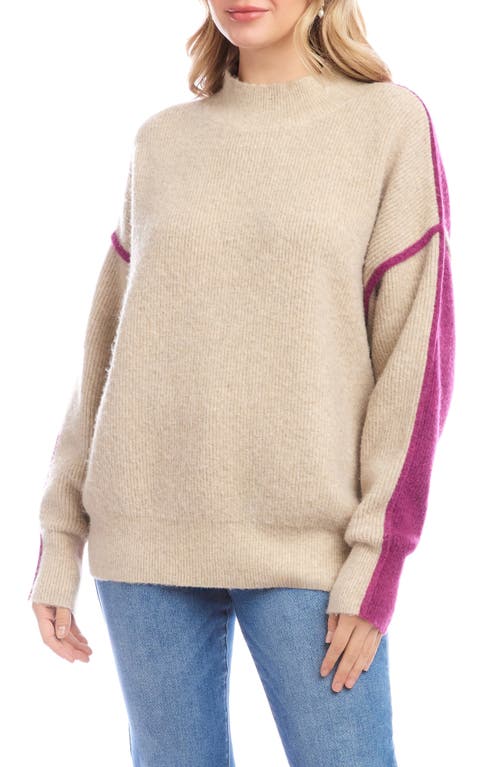 Karen Kane Colorblocked Mock Neck Sweater In Neutral