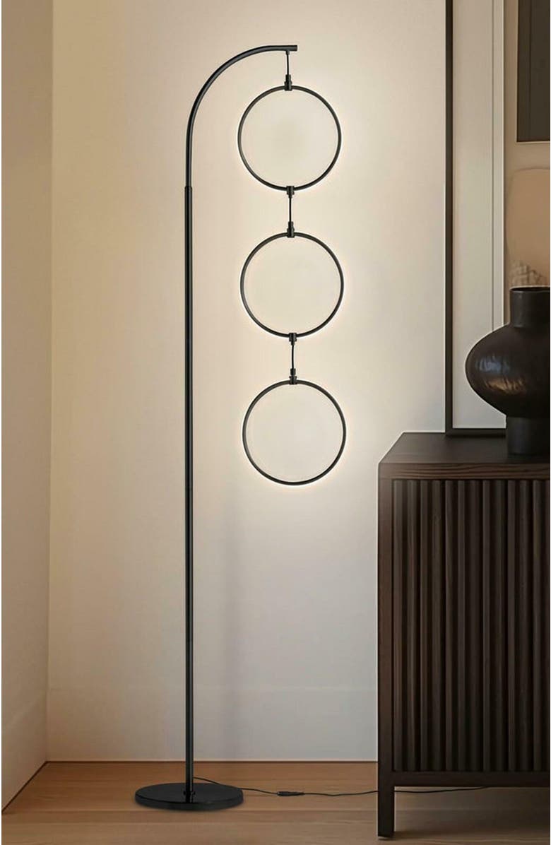 Brightech Nova 74" Novelty Halo Integrated LED Floor Lamp with 3-Way Dimming, Alternate, color, Black