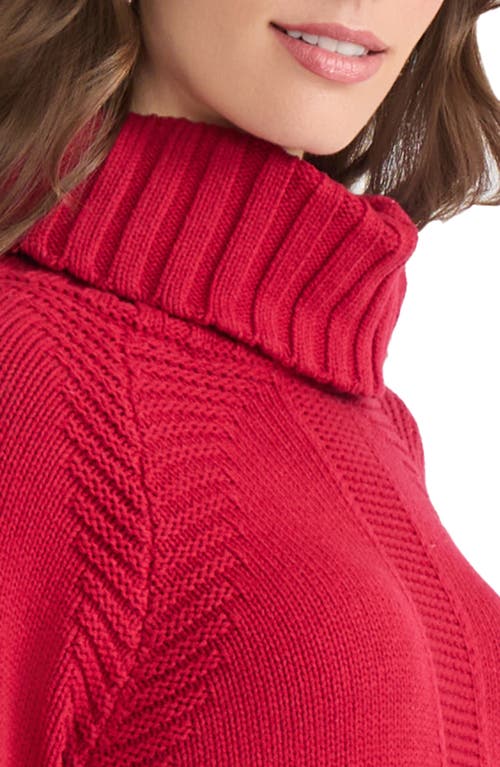 Jones New York Mixed Stitch Turtleneck Sweater In Red