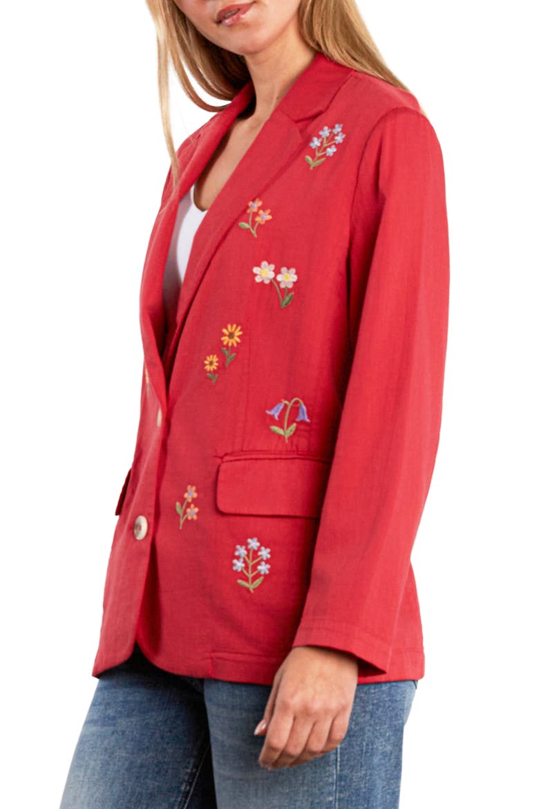 Wild Blossom Embroidered Blazer, Alternate, color, POPPY RED