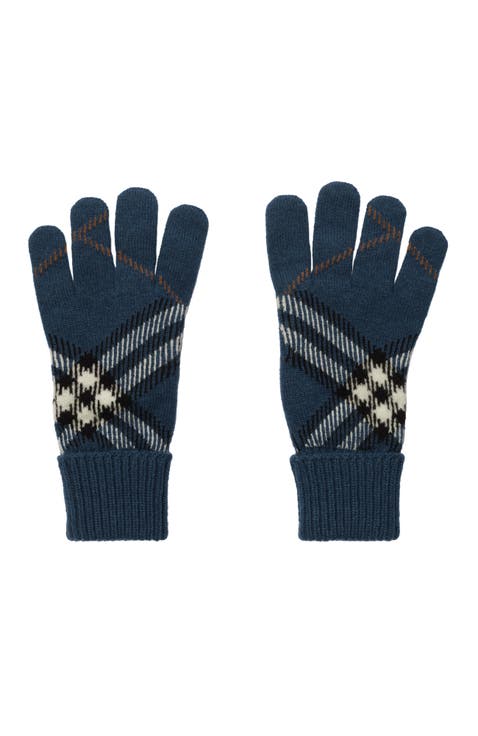 Check Cashmere Blend Gloves