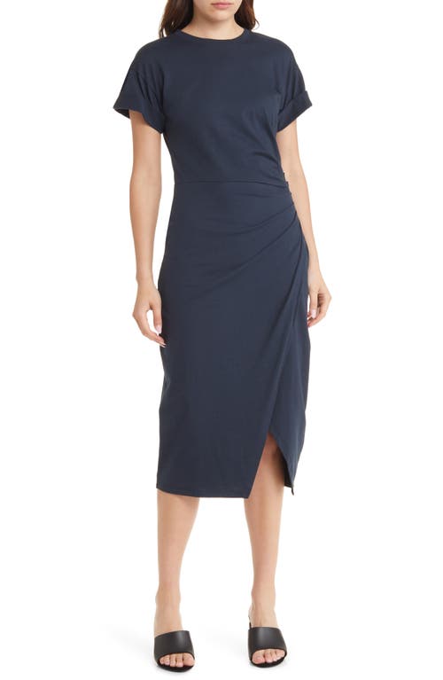 FRAME Faux Wrap Dress in Navy