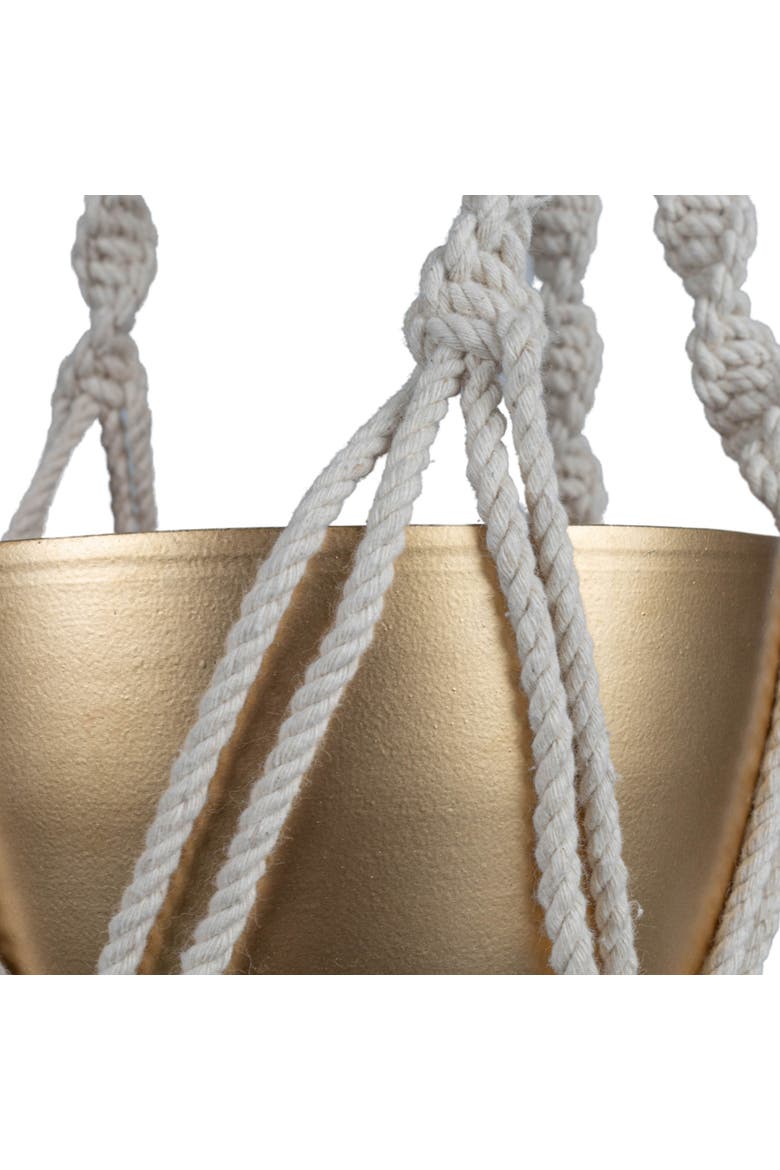 Macrame Hanging Planter Cotton & Metal, Alternate, color, Gold