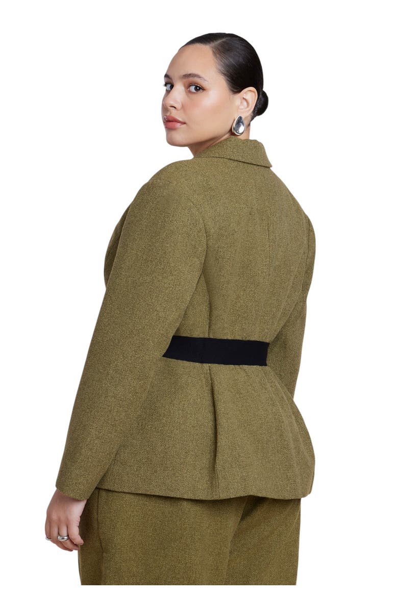 Cinched Elastic Waist Blazer (plus), Alternate, color, AVOCADO