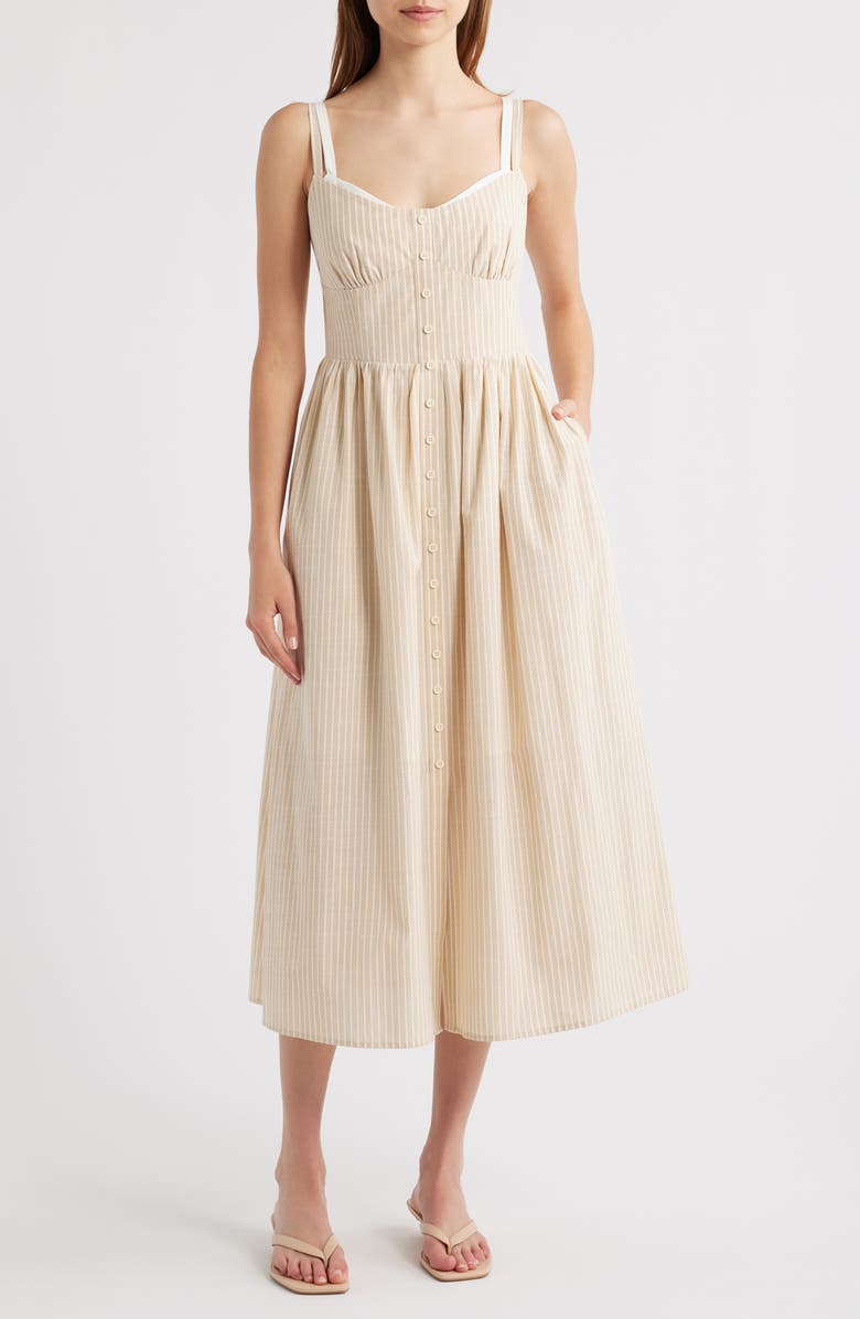 MOON RIVER Double Strap Cotton Blend A-Line Sundress, Main, color, 