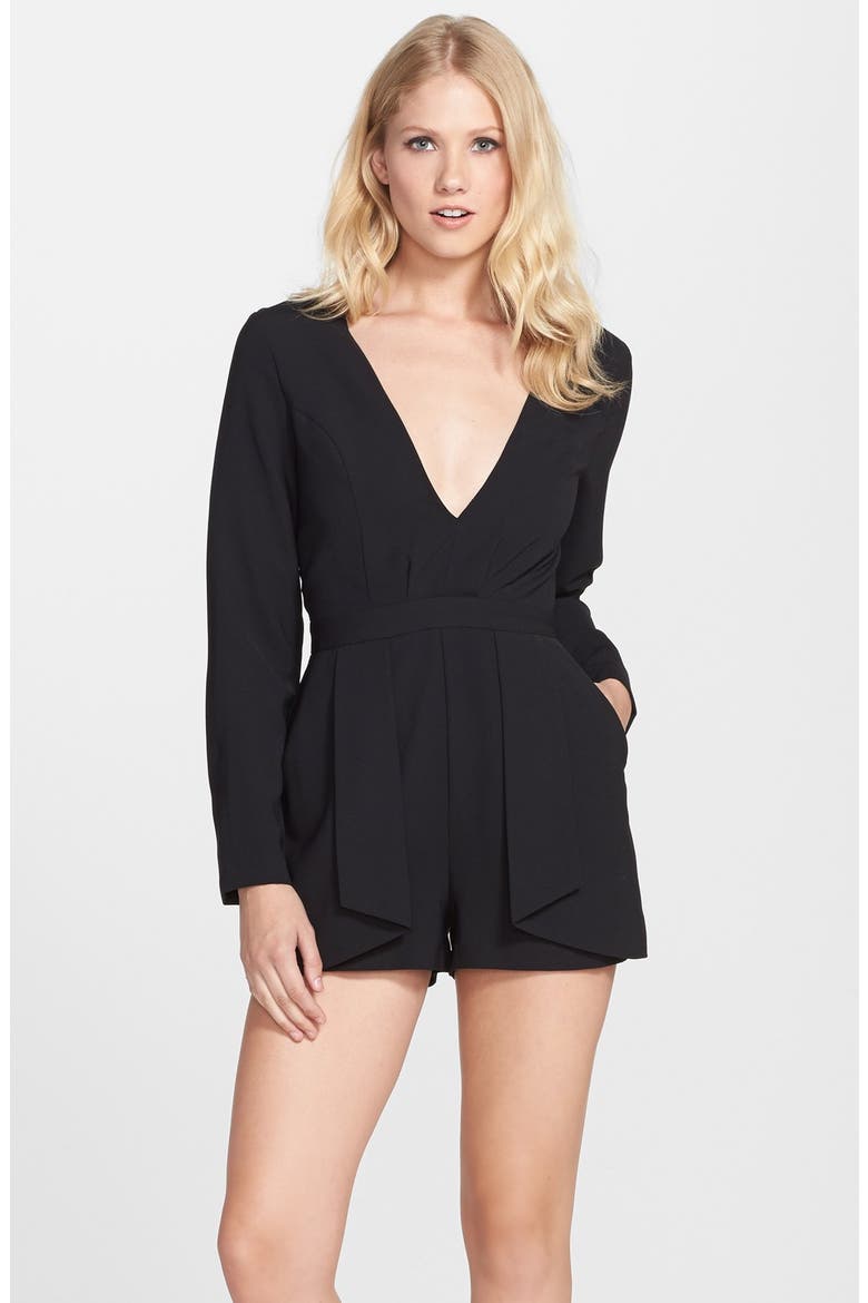 Open Back Layered Romper (Nordstrom Exclusive), Main, color, BLACK