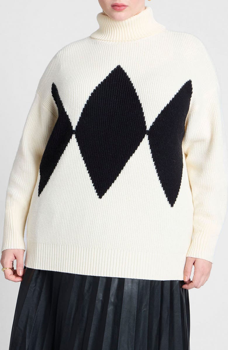 ELOQUII Argyle Turtleneck Sweater, Main, color,