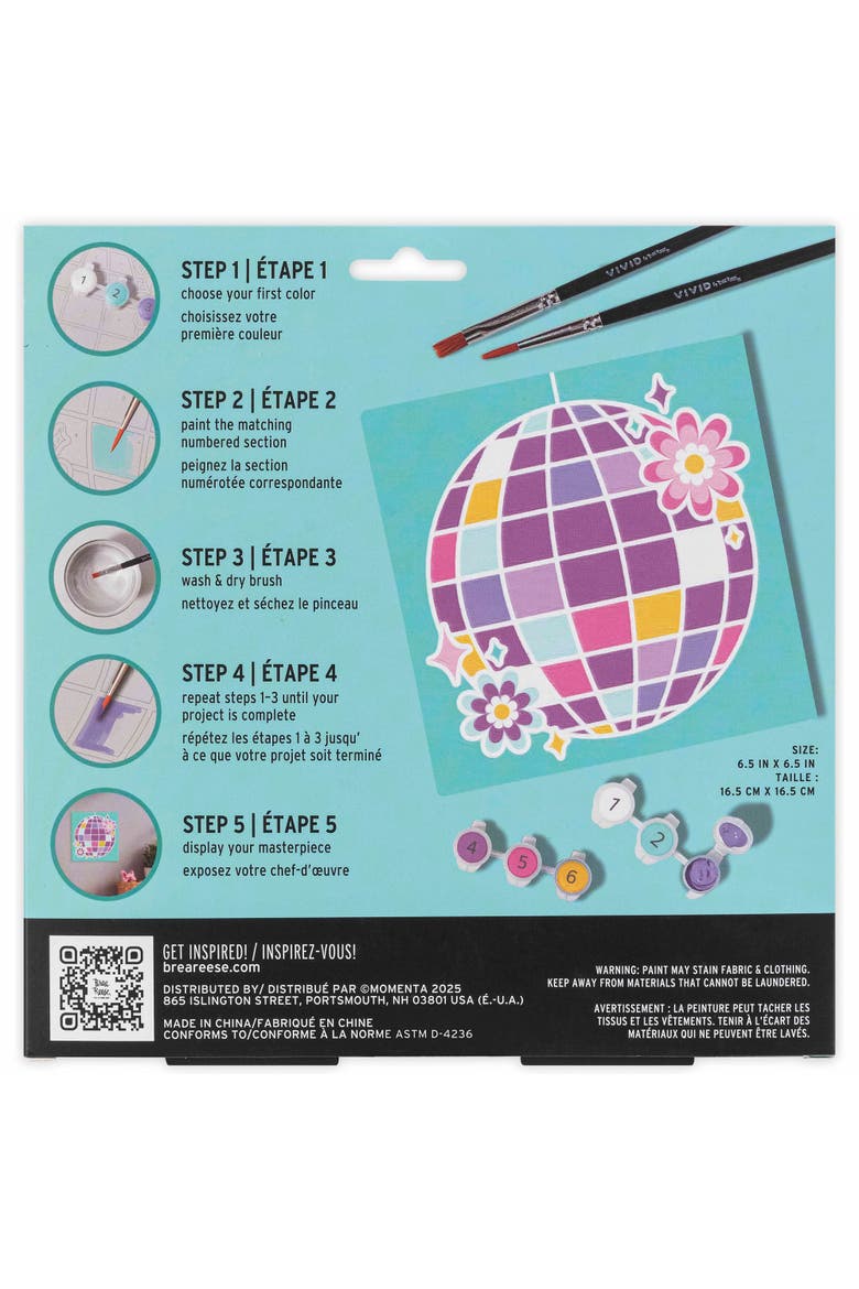 Acrylic Mini Paint By Number Kit, Disco Ball, 6 x 6 Inch, Alternate, color, Multicolored