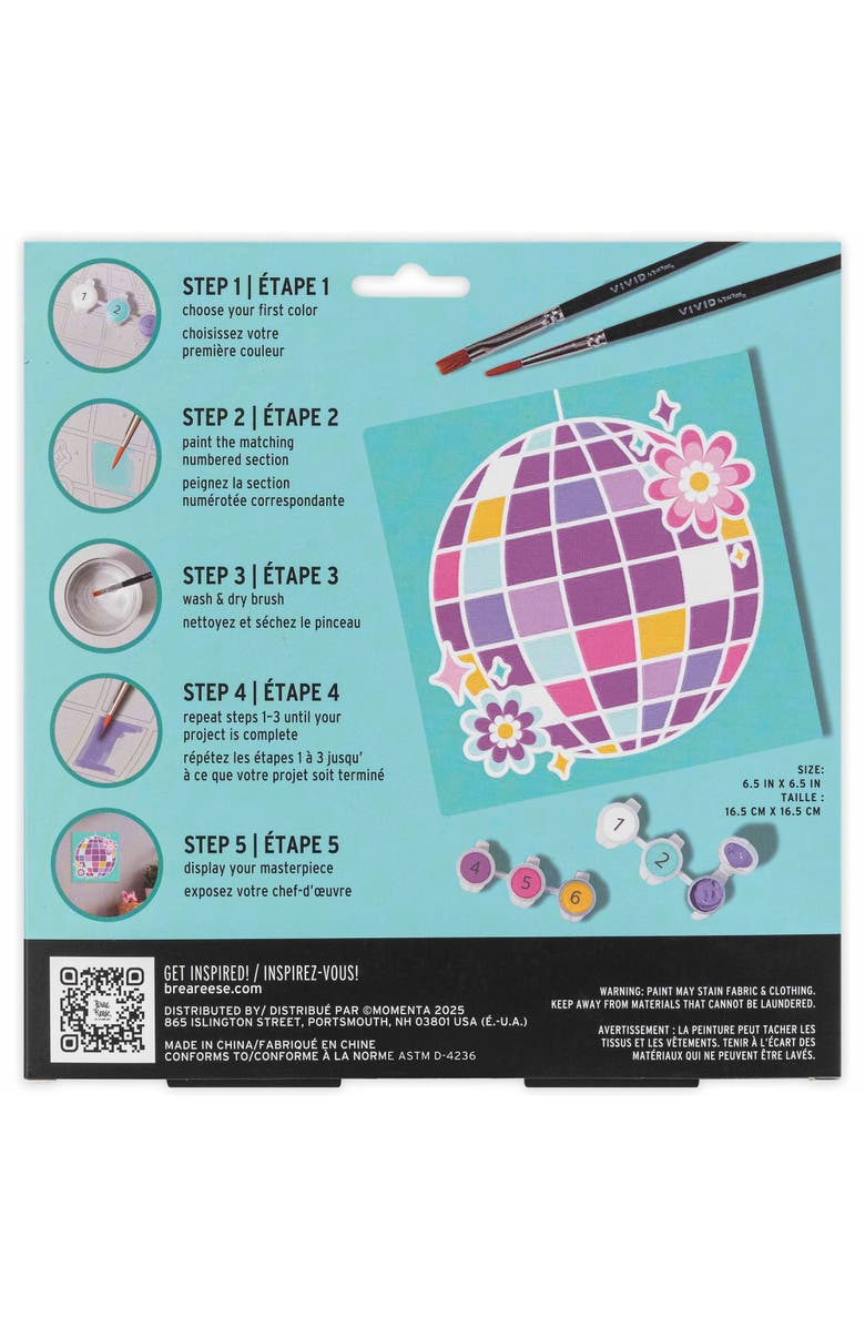 Brea Reese Vivid Acrylic Mini Paint By Number Kit, Disco Ball, 6 x 6 Inch, Alternate, color, Multicolored