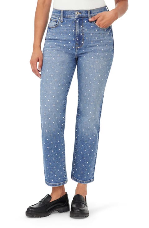 Ella Studded Ankle Straight Leg Jeans